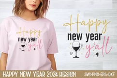 Happy new year y'all SVG, Happy New Year SVG Product Image 1