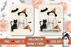 Happy Halloween Gift Card, Cartoon Halloween Money Card Product Image 1