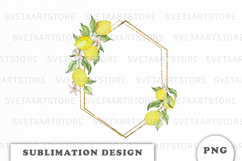 Watercolor Lemons Gold Frame png Product Image 1