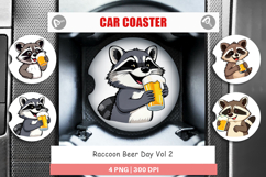 Car Coaster Raccoon Beer Day Product Image 1