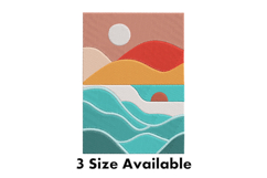 Sunset Landscape Abstract Waves Embroidery Design Product Image 1