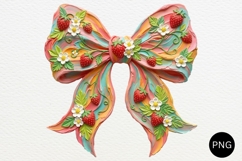 Summer Brushstroke Bow PNG, Strawberry Coquette Sublimation Product Image 1