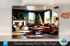 Farmhouse Living Room with Holiday Decor Cutting Board PNG Product Image 1