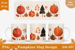 Cartoon Pumpkins Mug Wrap Design, Forest Mug Sublimation Product Image 1