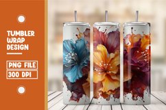 watercolor Blooming flower tumbler warp sublimation Product Image 1