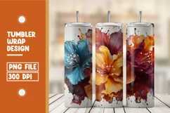 watercolor Blooming flower tumbler warp sublimation Product Image 1
