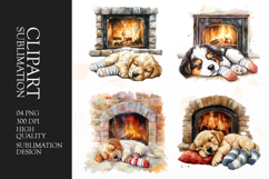 Cozy fireplaces collection watercolor clipart sublimation Product Image 1