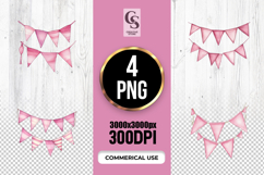 Pink Bunting Banner Clipart Sublimation PNG Product Image 1