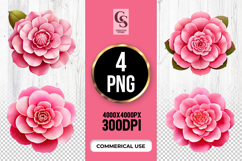 Beautiful Camellia Flower Clipart Sublimation PNG Product Image 1
