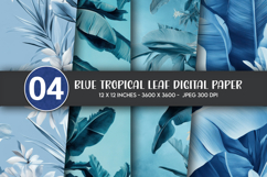 Blue Tropical Leaf Digital Paper Product Image 1