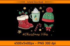 Christmas Vibes Winter Boots and Cocoa PNG Product Image 1