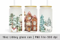 Christmas tumbler sublimation glass can, 16oz glass can wrap Product Image 1
