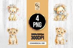 Cute Watercolor Baby Lion Clipart Sublimation PNG Product Image 1
