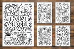 10 Motivational Quote Coloring Pages A4 PNG Bundle Product Image 1