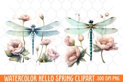 Watercolor Hello Spring Clipart, Hello Spring Clipart Product Image 1