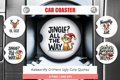 Awkwardly Festive Critters Car Coaster Product Image 1
