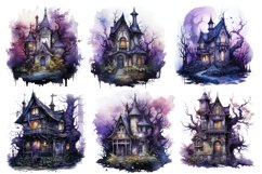 Watercolor Halloween Fairy House Clipart Clipart Bundle Product Image 3