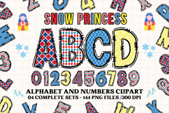 Snow White Alphabet png clipart, Snow letters doodle Product Image 1