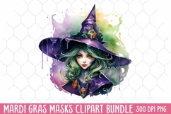 Mardi Gras Masks Clipart, Watercolor Mardi Gras Mask Product Image 1
