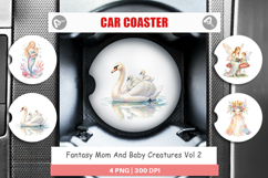 Fantasy Mom And Baby Creatures Car Coaster Product Image 1