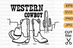 Western cowboy svg cut file, Cowboy boots svg Product Image 1