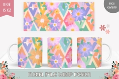 Abstract Flowers Mug Design, Floral Mug, Flowers Mug PNG Product Image 1