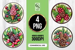 Pinecone Berry Decor Clipart Sublimation PNG Product Image 1