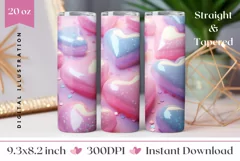3D Glitter Tumbler Design, Valentine's Day Tumbler Wrap PNG Product Image 1