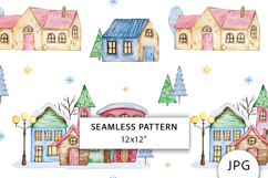 Christmas Town Seamless Pattern, Digital Paper Product Image 1