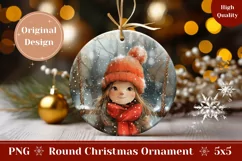 Winter Ornament Design, Cute Girl Ornament Sublimation Product Image 1