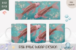 Koi Fish Mug Wrap, Sea Coffee Mug, Glitter Fish Mug Design Product Image 1
