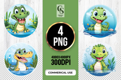 Cute Baby Crocodile Clipart Sublimation PNG Product Image 1