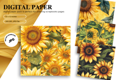 Sunflower Background Wallpaper Digital Paper Wall Art Product Image 1