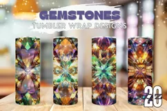 Crystals Tumbler Sublimation, Gemstones Tumbler Wrap 20 Oz Product Image 1