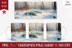 Winter Forest Mug Wrap, Winter Flowers Coffee Mug Template Product Image 1