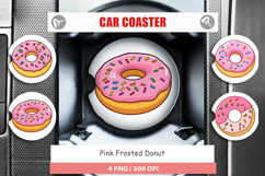 Car Coaster Pink Frosted Donut Product Image 1