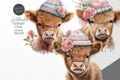 Calf clipart, Farm animals clipart, Watercolor Product Image 1