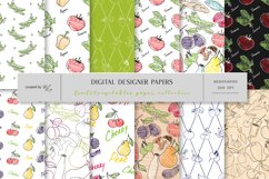 Fruits&amp;Vegetables Digital Paper, Food Pattern, 12 JPEG Product Image 1