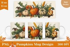 Autumn Mug Wrap Design, Harvest Pumpkin Mug Sublimation Product Image 1