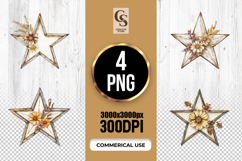 Rustic Floral Star Frame Clipart Sublimation PNG Product Image 1