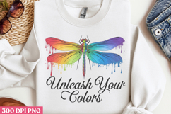 Unleash your colors PNG, Positive Dragonfly Sublimation PNG Product Image 2