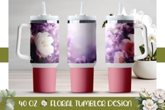 Pink Tumbler Wrap Design, Flowers 40 Oz Tumbler PNG Product Image 1