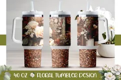 Boho Flowers Tumbler Design, Wedding 40 Oz Tumbler Wrap Product Image 1