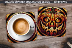 Pumpkin Coaster Sublimation, Halloween Coaster PNG Design Product Image 1