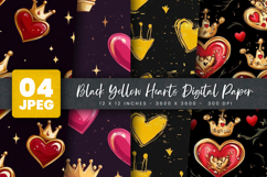 Black Yellow Hearts Digital Paper Product Image 1