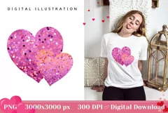 Love Hearts T-Shirt Design, Valentine's Day Sublimation PNG Product Image 1