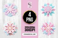 Pastel 3D Snowflake Ornament Clipart Sublimation PNG Product Image 1