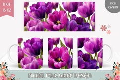 Purple Tulips Mug Wrap, Colorful Mug, Flowers Mug Design Product Image 1