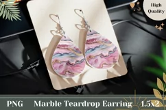 Pink Marble Teardrop Earrings PNG, Blue Marble Earring PNG Product Image 1