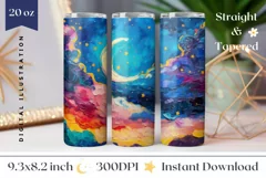 Moon Tumbler Wrap Design, Night Sky Tumbler Design, Sky PNG Product Image 1